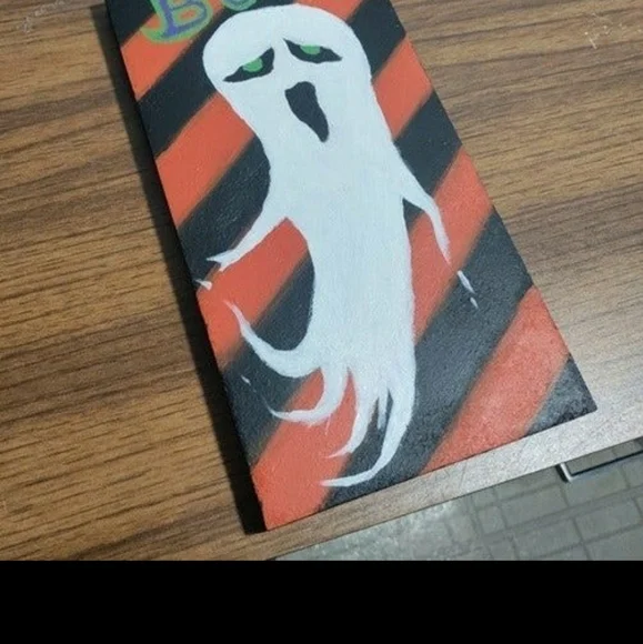 👻🪦NEW Halloween Striped Autumn Ghost Spooky Cute Wall Decor - Picture 4 of 10